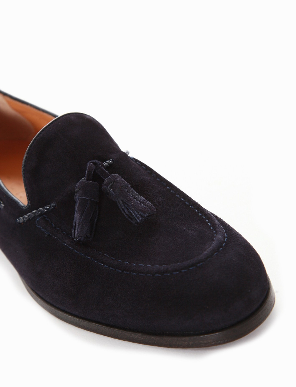 Loafers heel 2 cm blu chamois