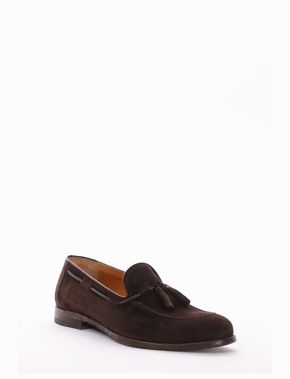 Loafers heel 2 cm dark brown chamois