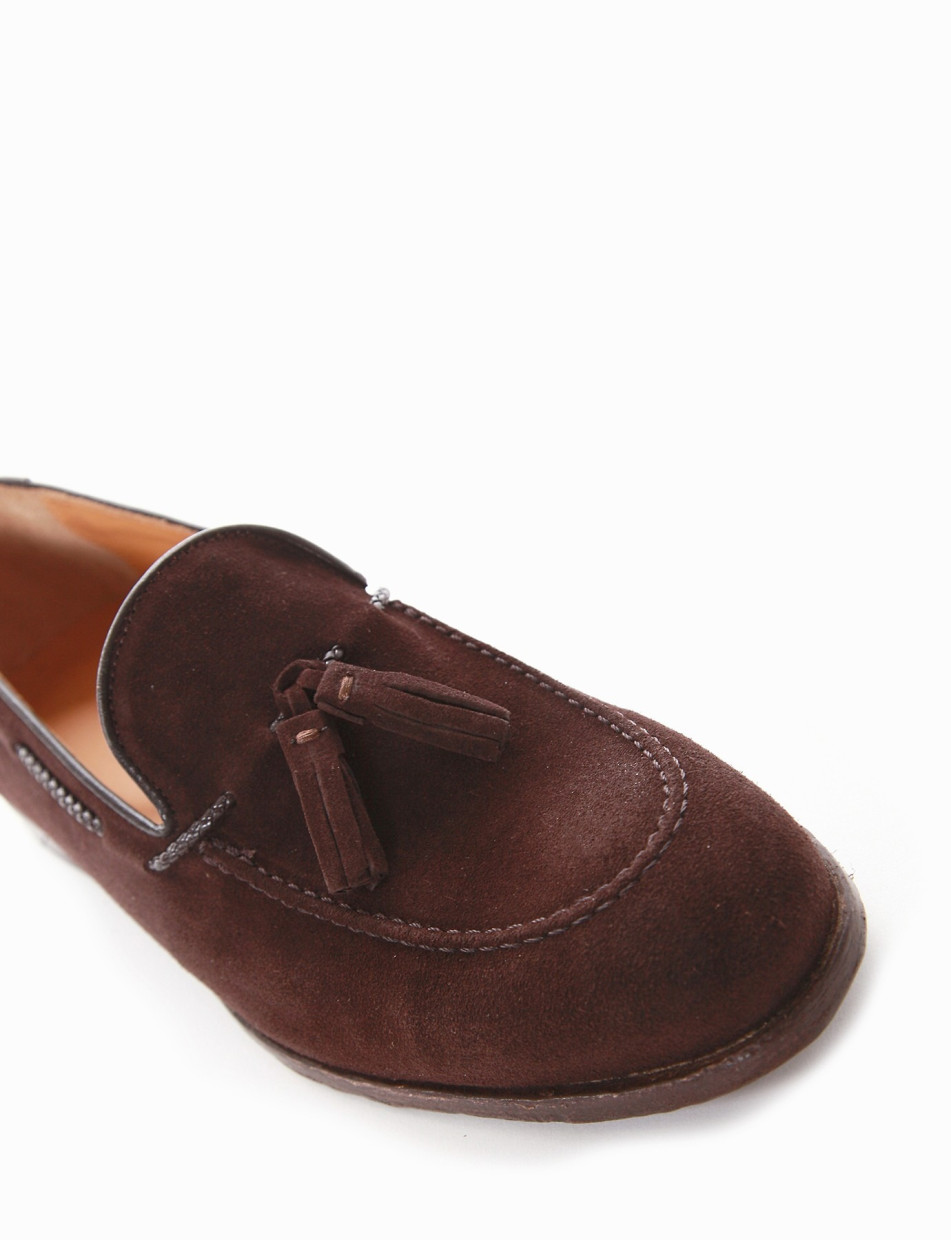 Loafers heel 2 cm dark brown chamois