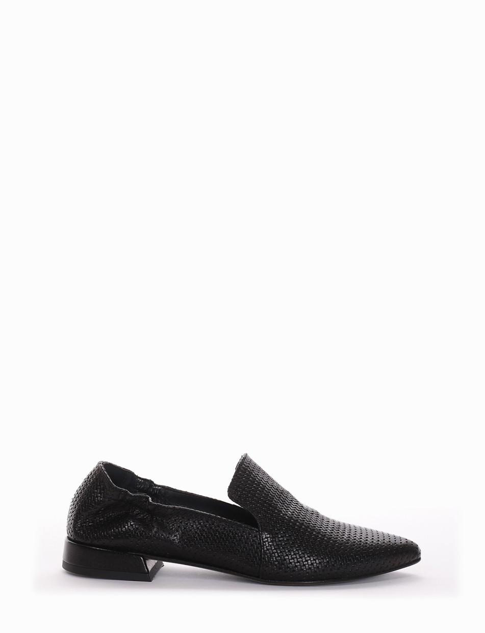 Loafers heel 1 cm black leather