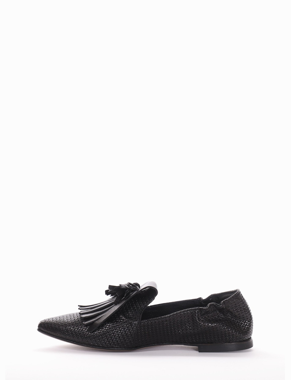 Loafers heel 1 cm black leather