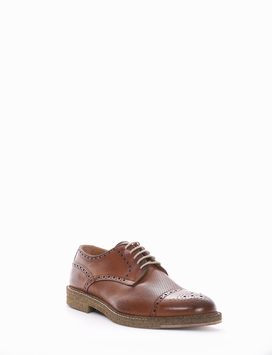 Lace-up shoes heel 2 cm brown leather