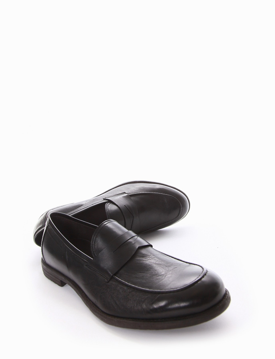 Loafers heel 2 cm black leather