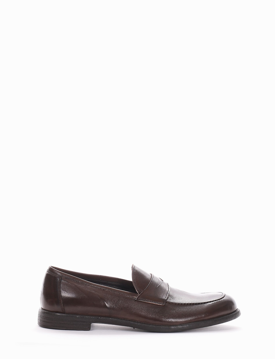 Loafers heel 2 cm dark brown leather