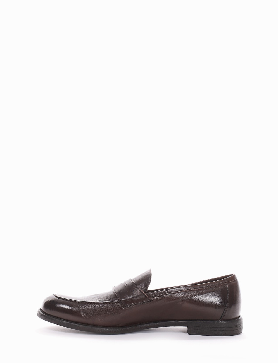 Loafers heel 2 cm dark brown leather