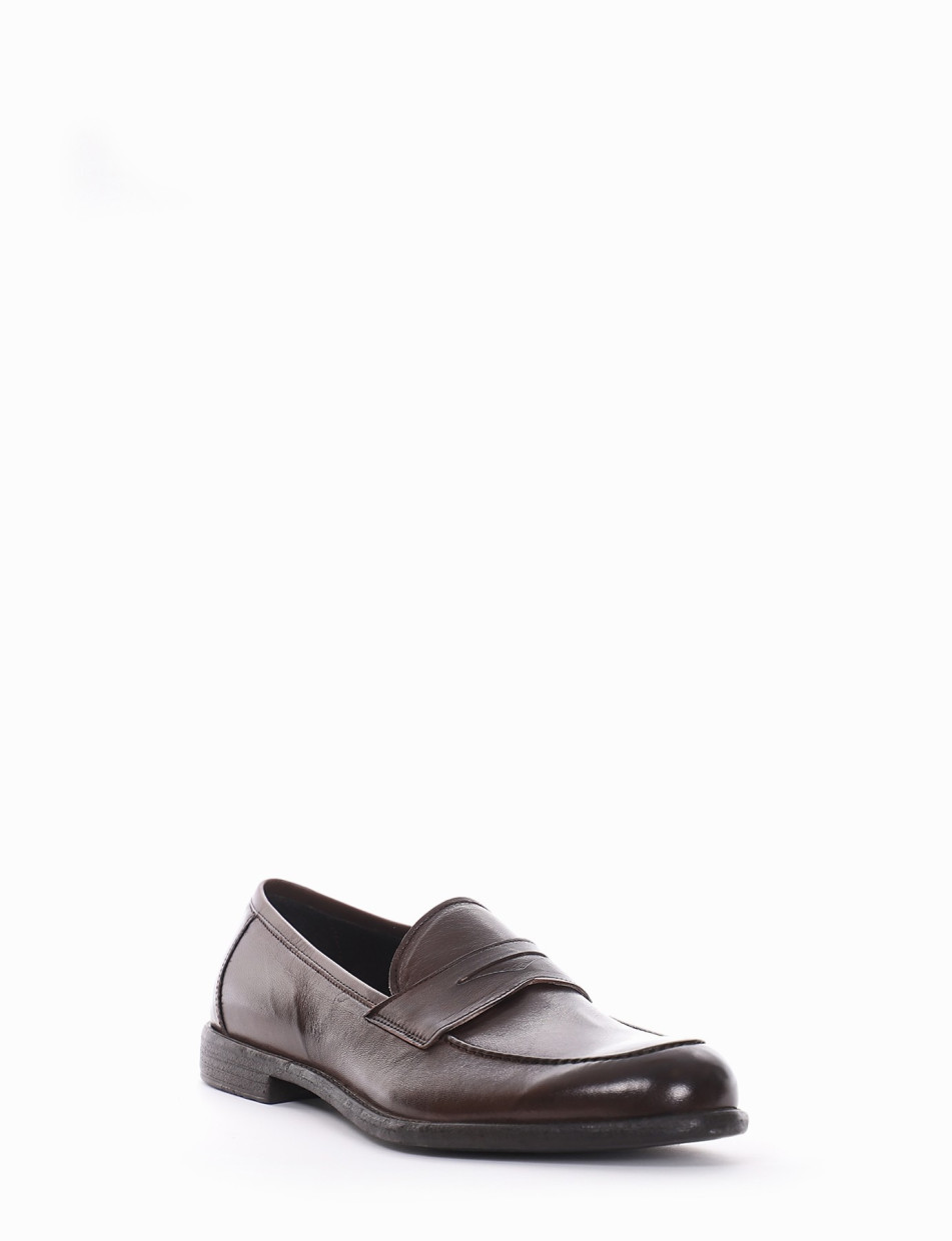 Loafers heel 2 cm dark brown leather