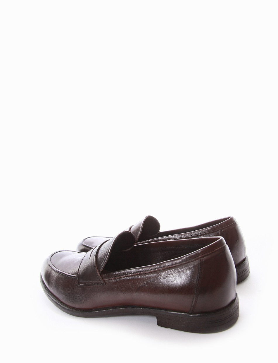 Loafers heel 2 cm dark brown leather