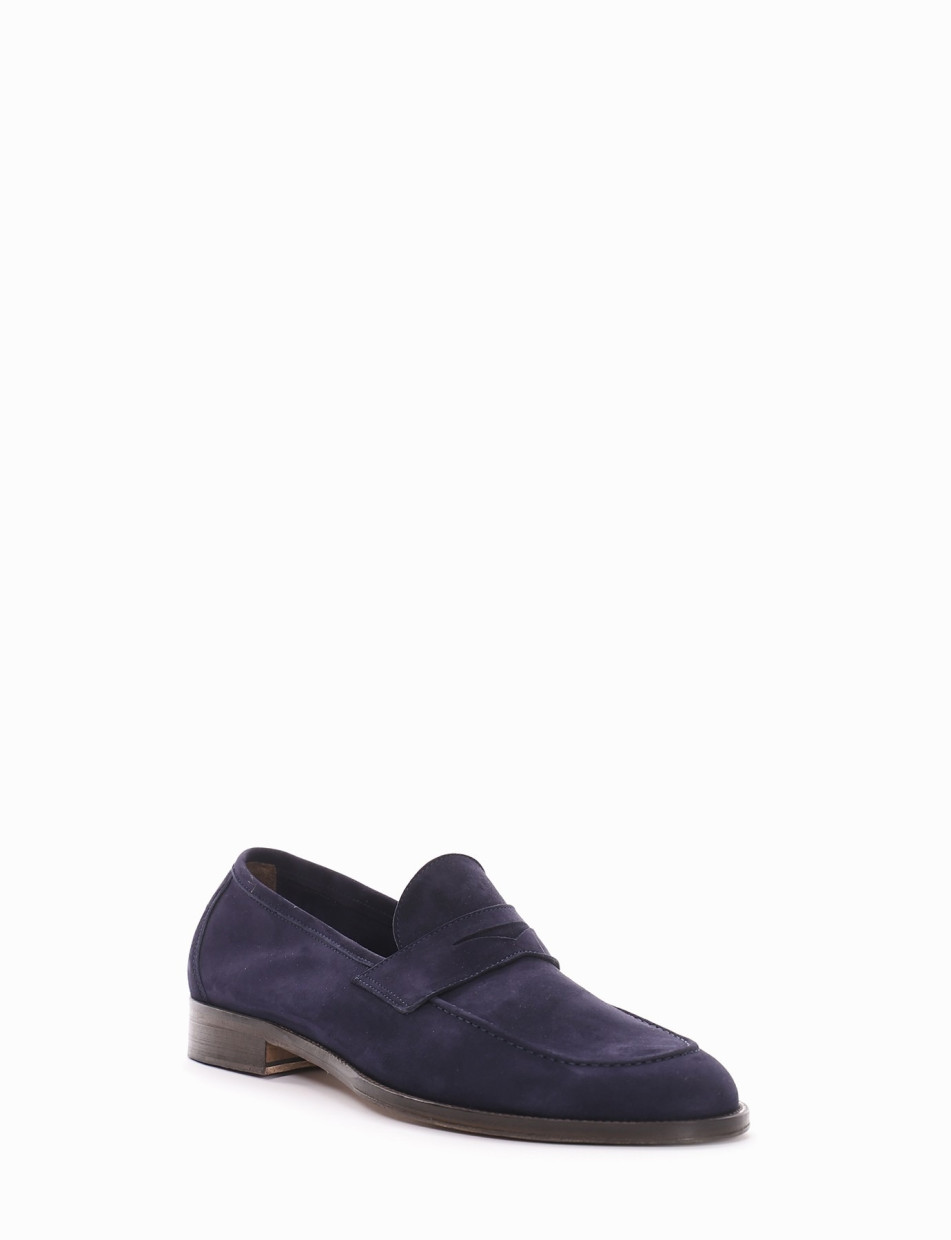 Loafers heel 2 cm blu chamois