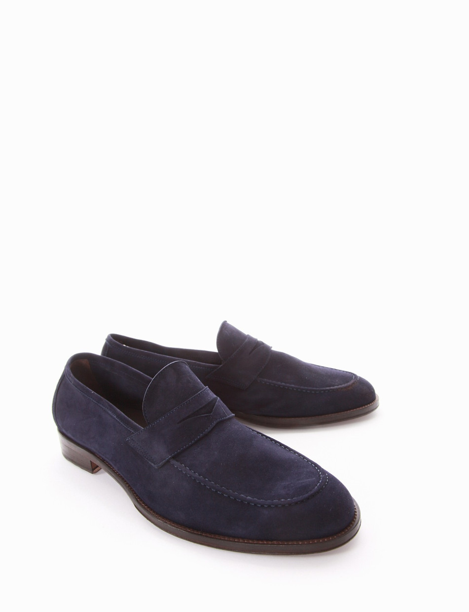 Loafers heel 2 cm blu chamois