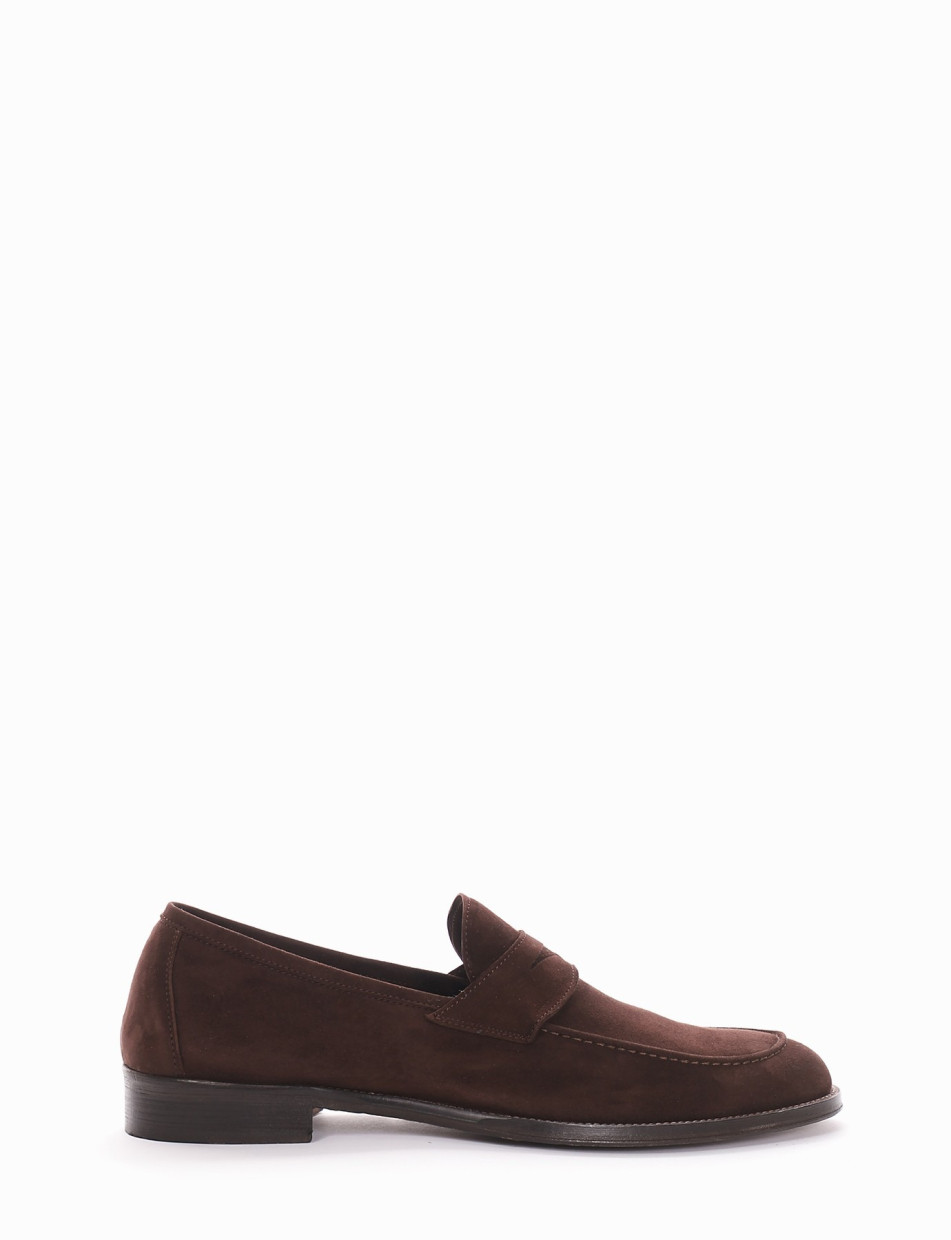 Loafers heel 1 cm dark brown chamois