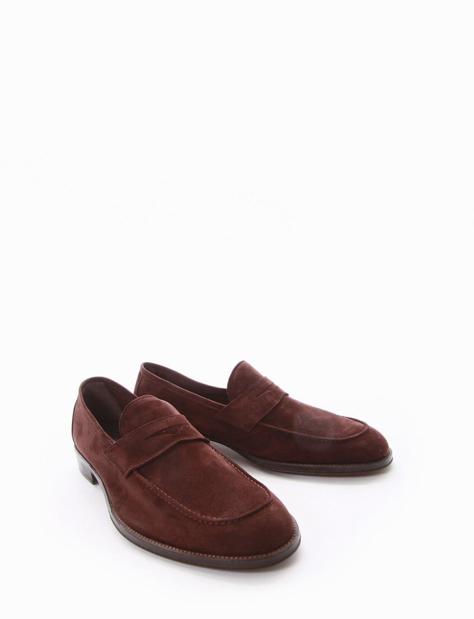 Loafers heel 1 cm dark brown chamois