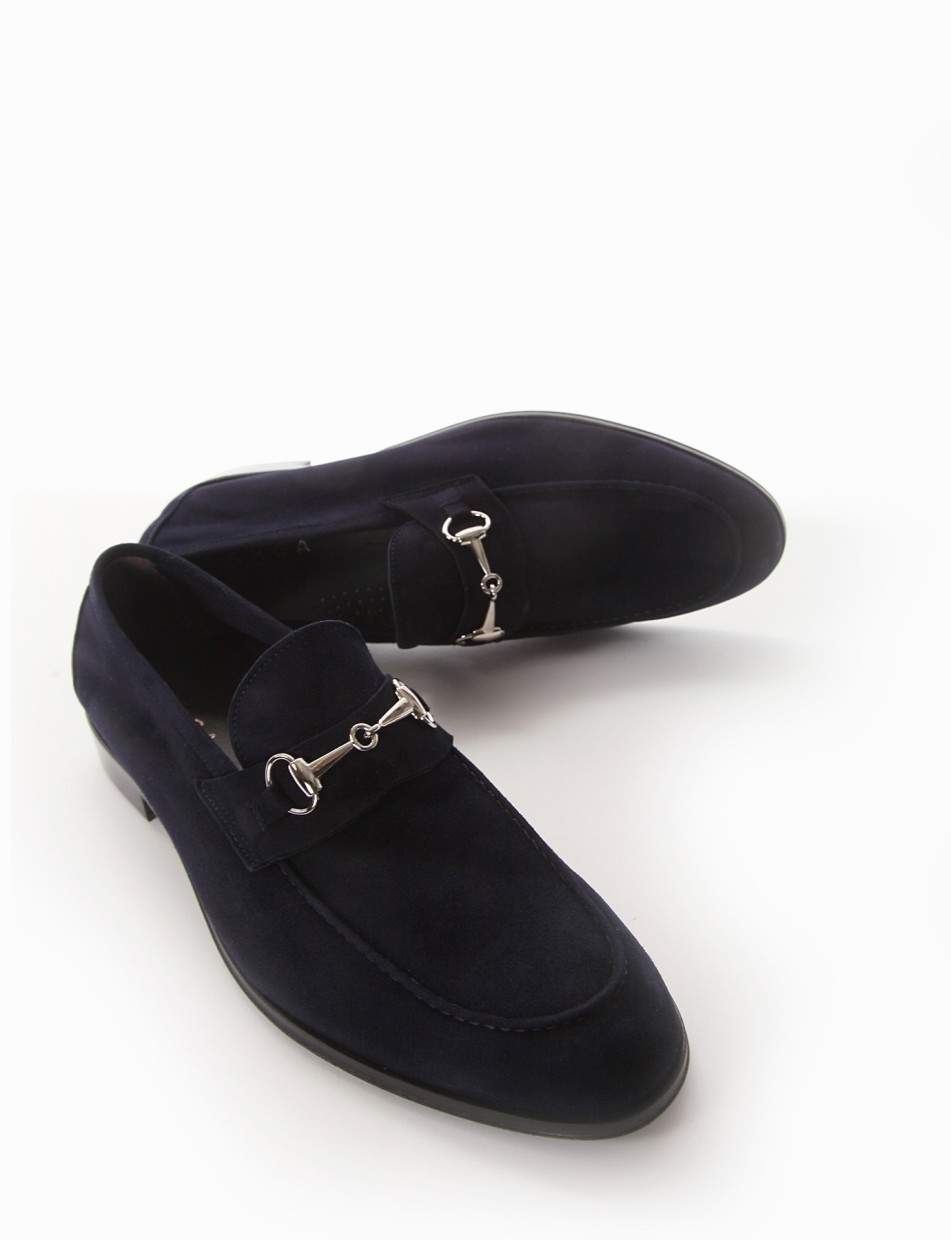 Loafers heel 2 cm blu chamois