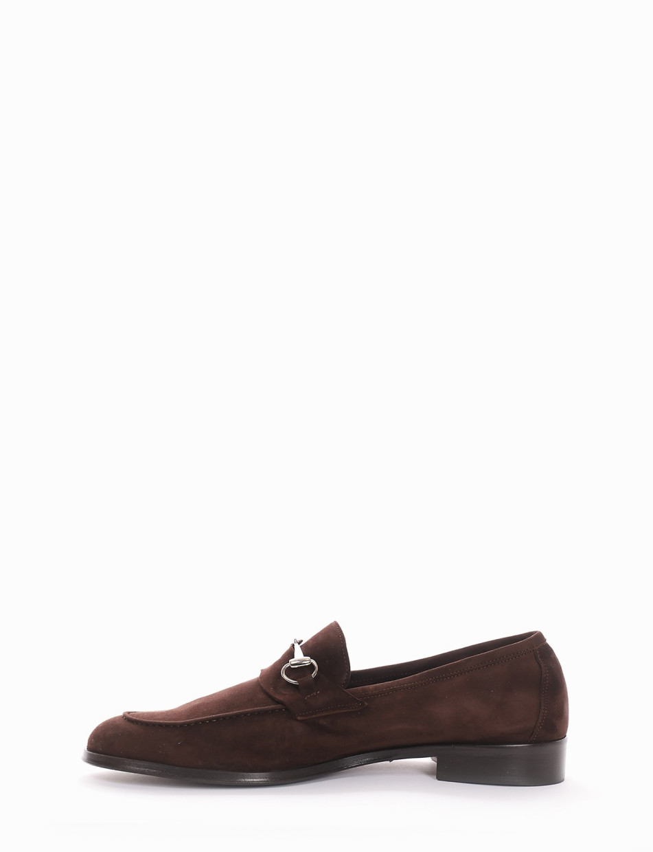 Loafers heel 2 cm dark brown chamois