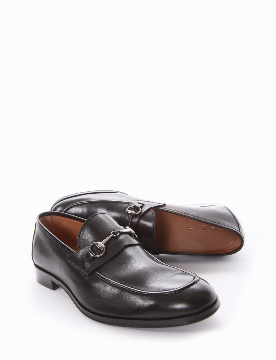 Loafers heel 2 cm black leather