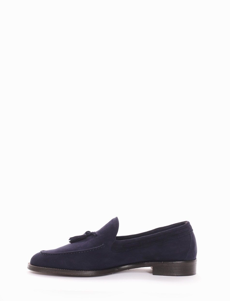 Loafers heel 2 cm blu chamois