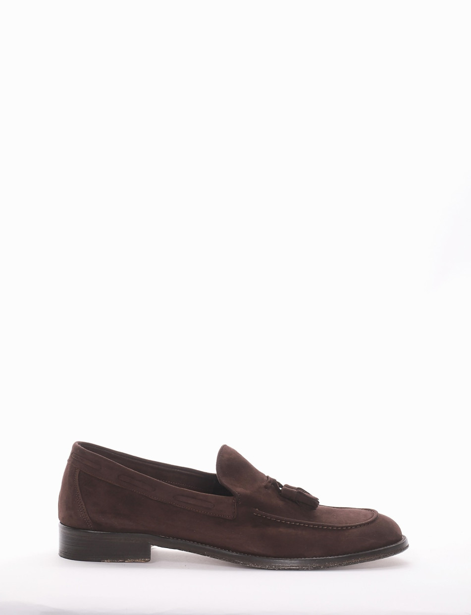 Loafers heel 2 cm dark brown chamois