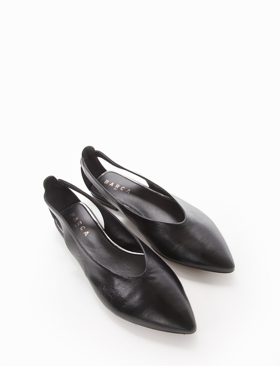 Flat shoes heel 1 cm black leather