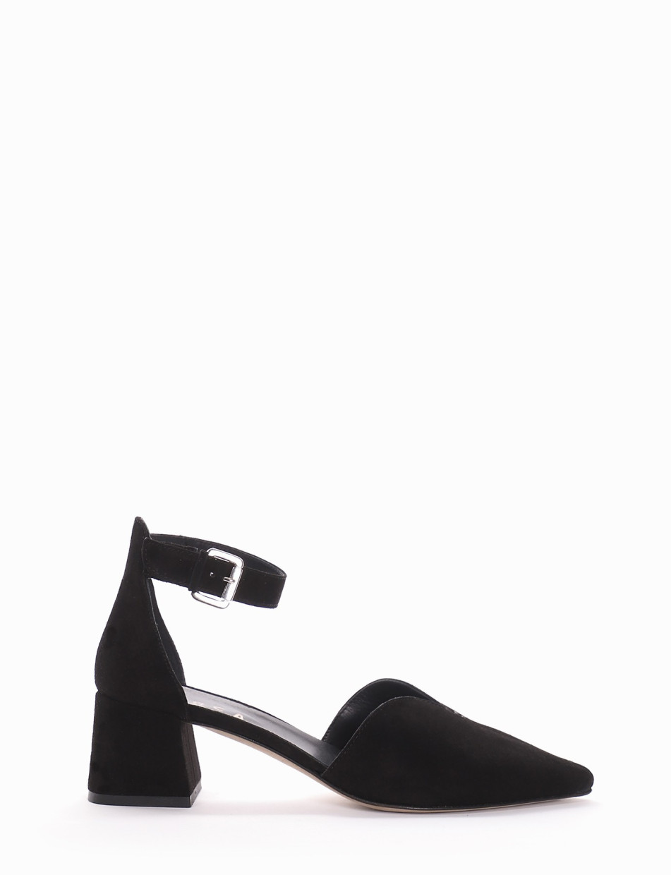 Pumps heel 5 cm black chamois