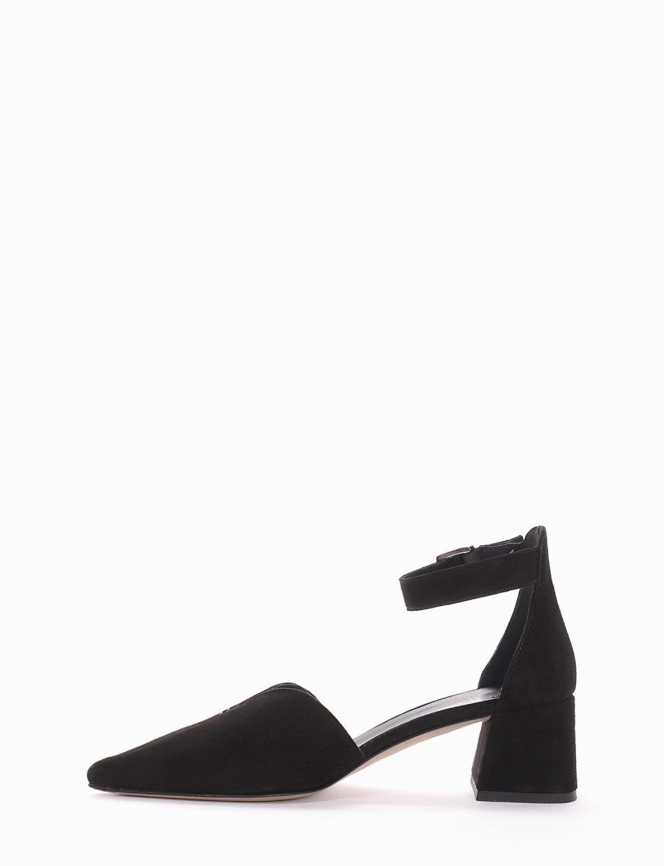 Pumps heel 5 cm black chamois