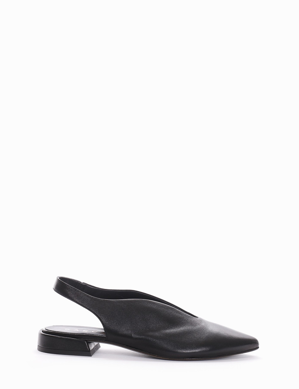 Flat shoes heel 1 cm black leather