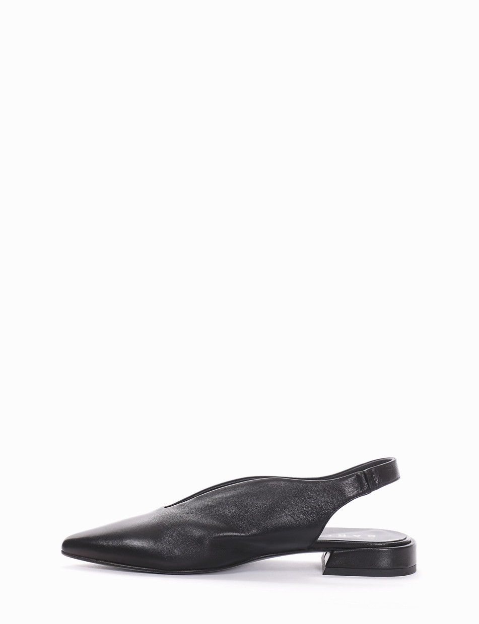 Flat shoes heel 1 cm black leather