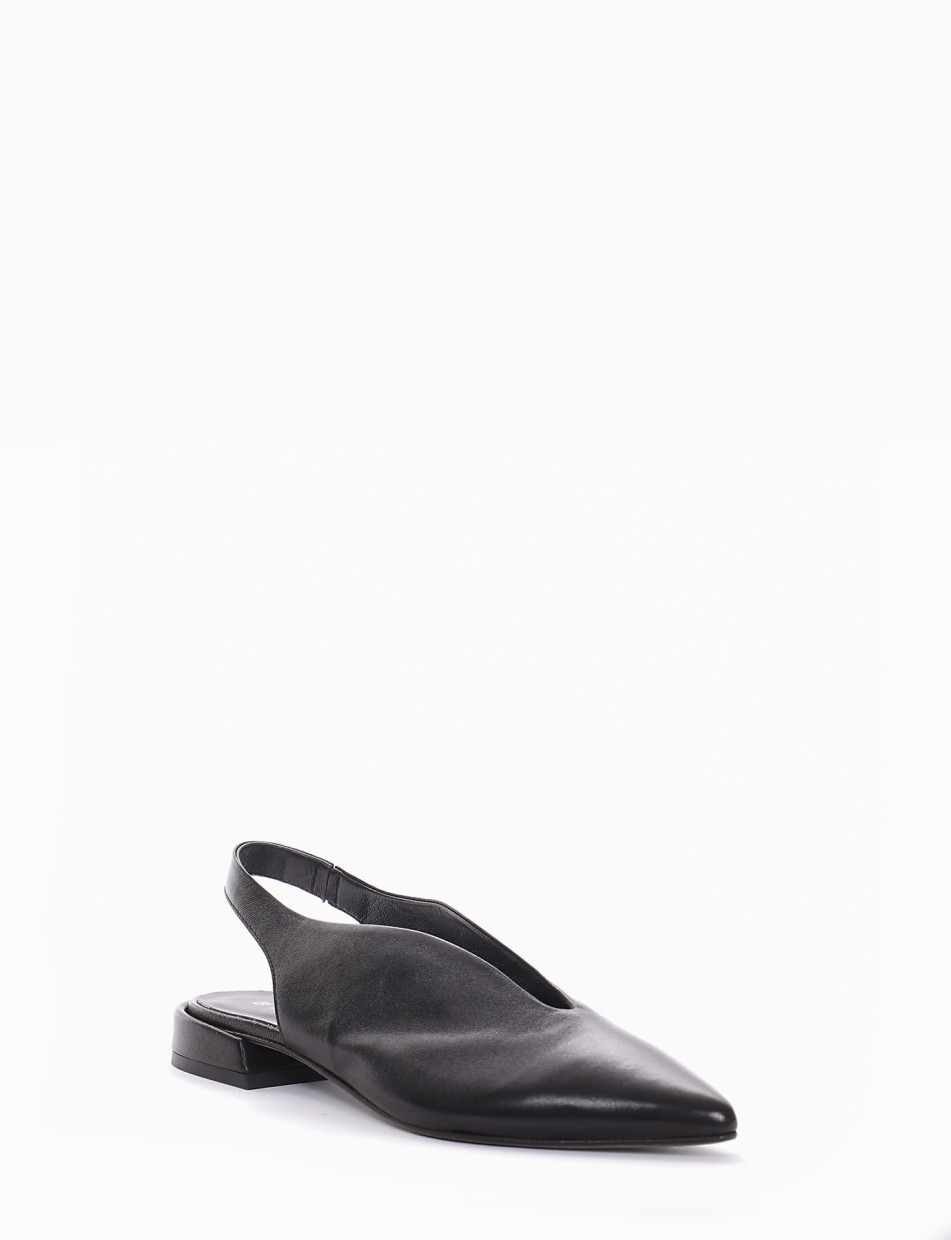 Flat shoes heel 1 cm black leather