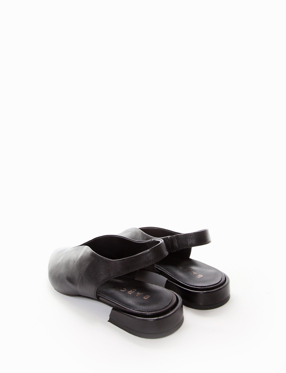 Flat shoes heel 1 cm black leather