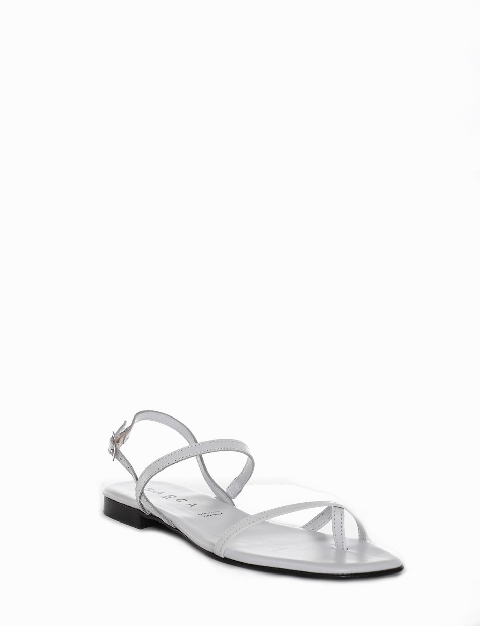 Flip flops heel 1 cm white leather