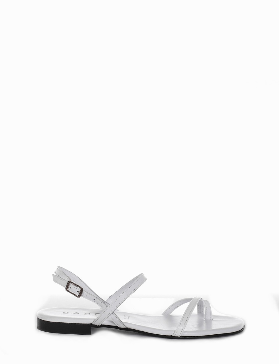 Flip flops heel 1 cm white leather