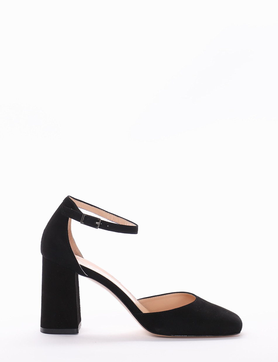 Pumps heel 7 cm black chamois