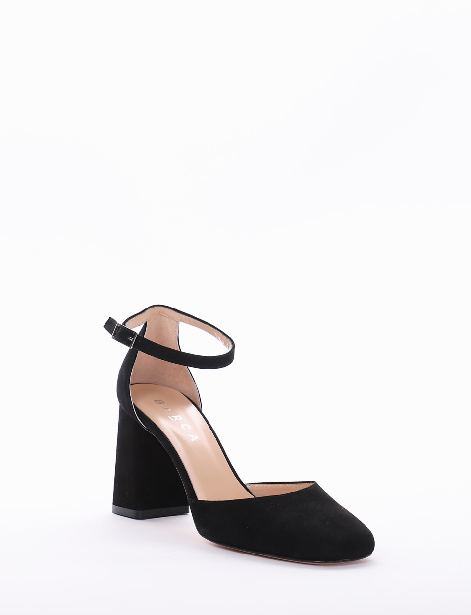 Pumps heel 7 cm black chamois