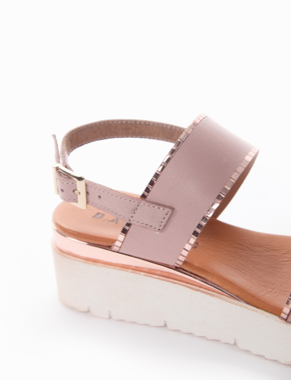 Wedge heels heel 1 cm pink leather