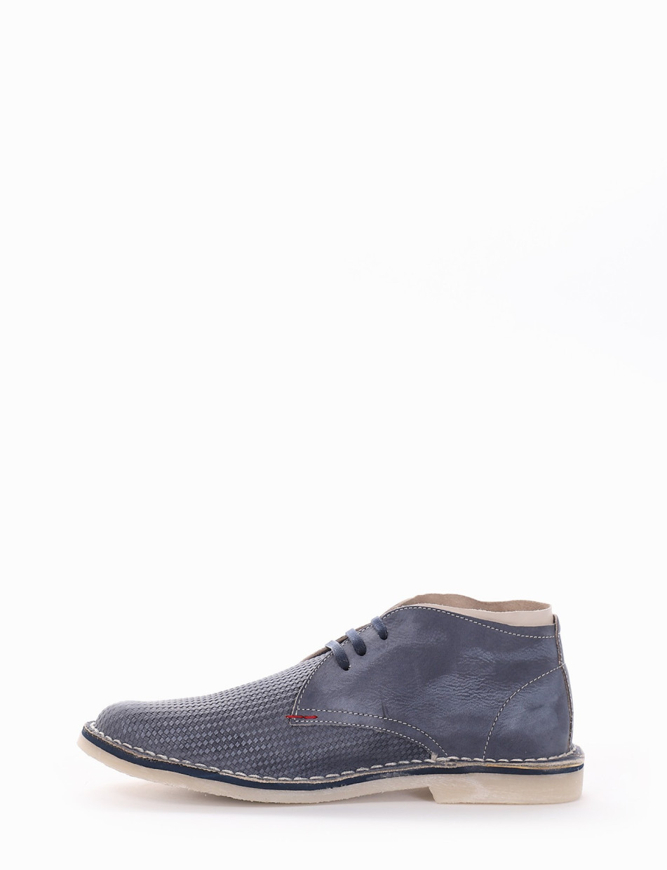 Desert boots heel 1 cm blu chamois