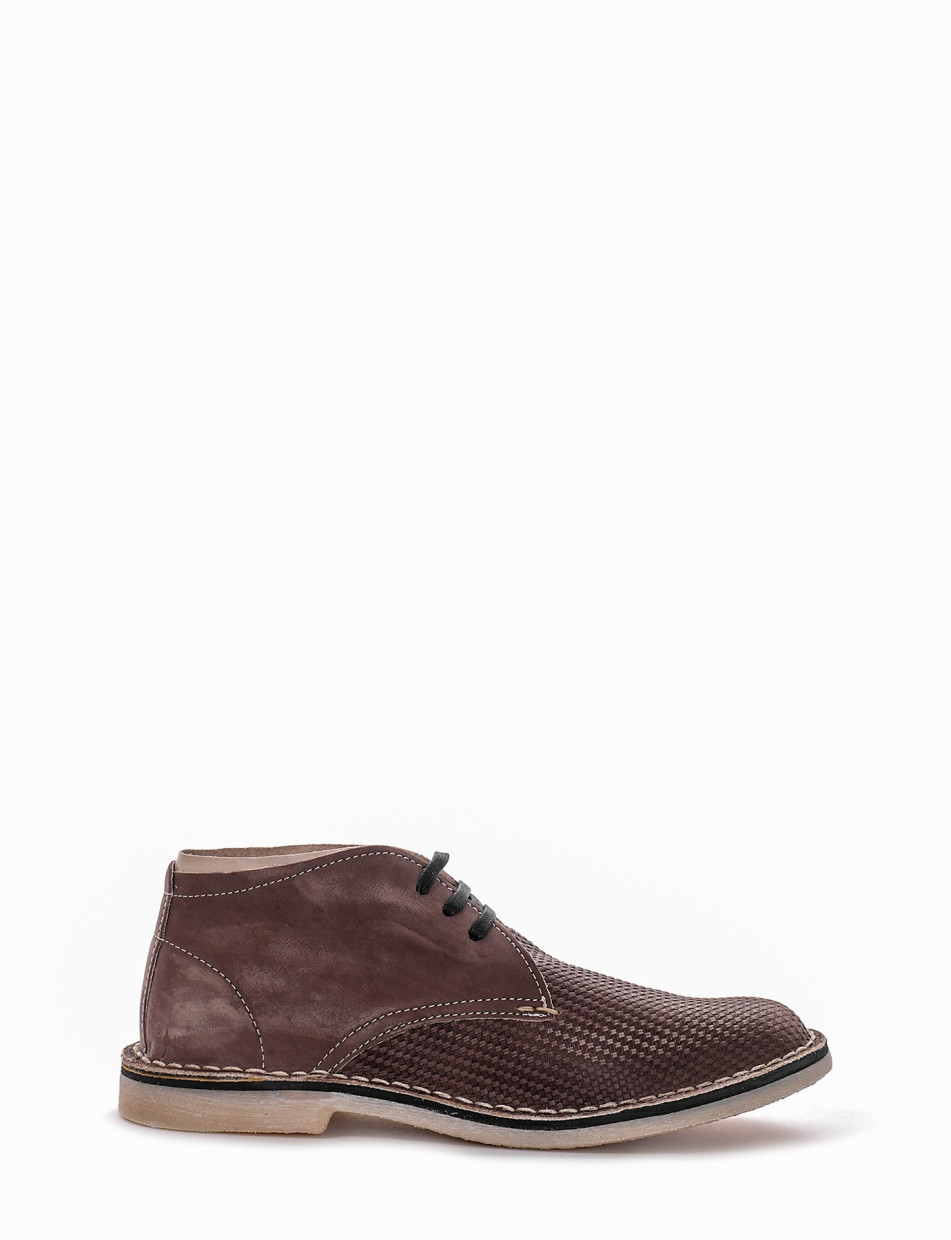 Desert boots heel 1 cm dark brown chamois