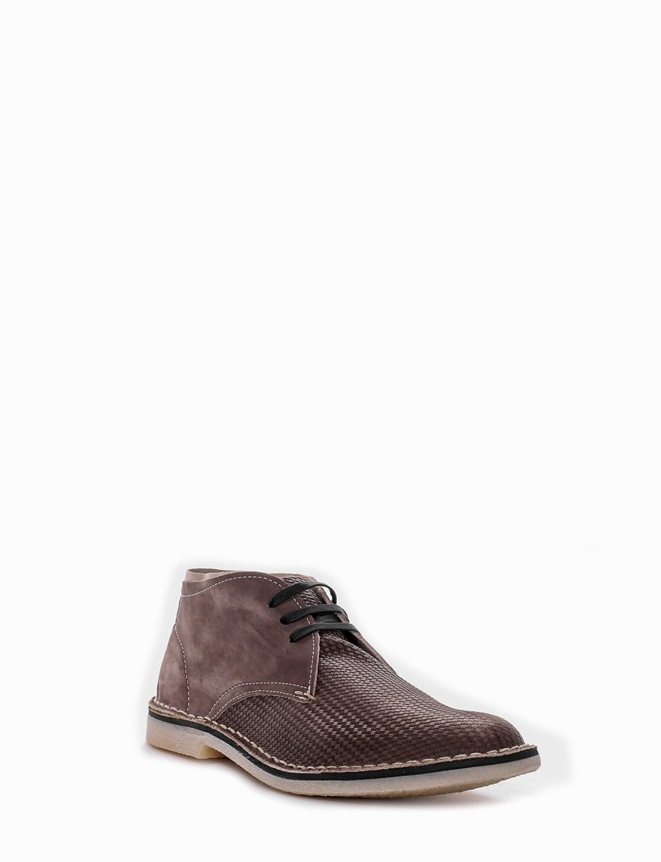 Desert boots heel 1 cm dark brown chamois