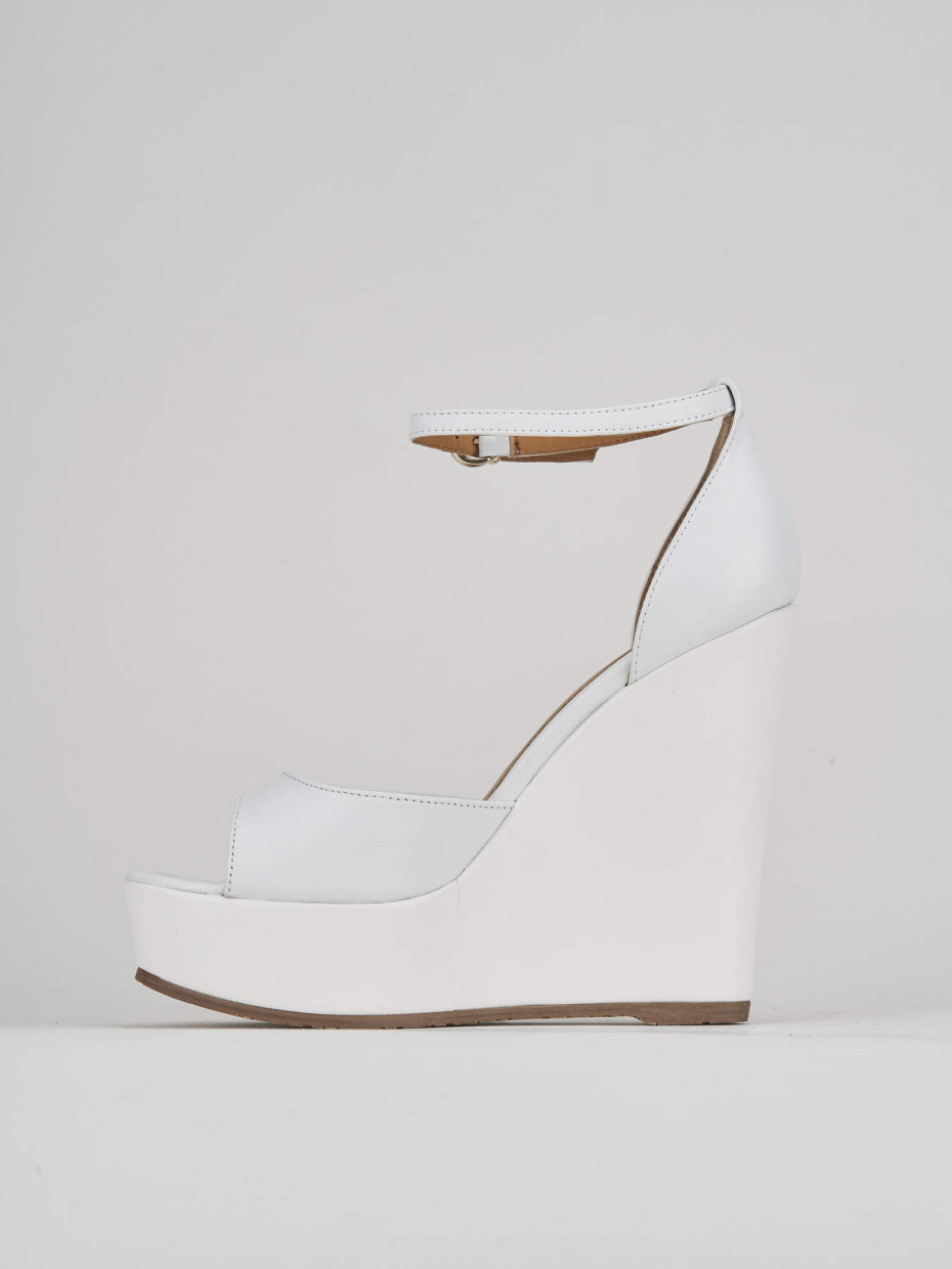 Wedge heels heel 13 cm white leather