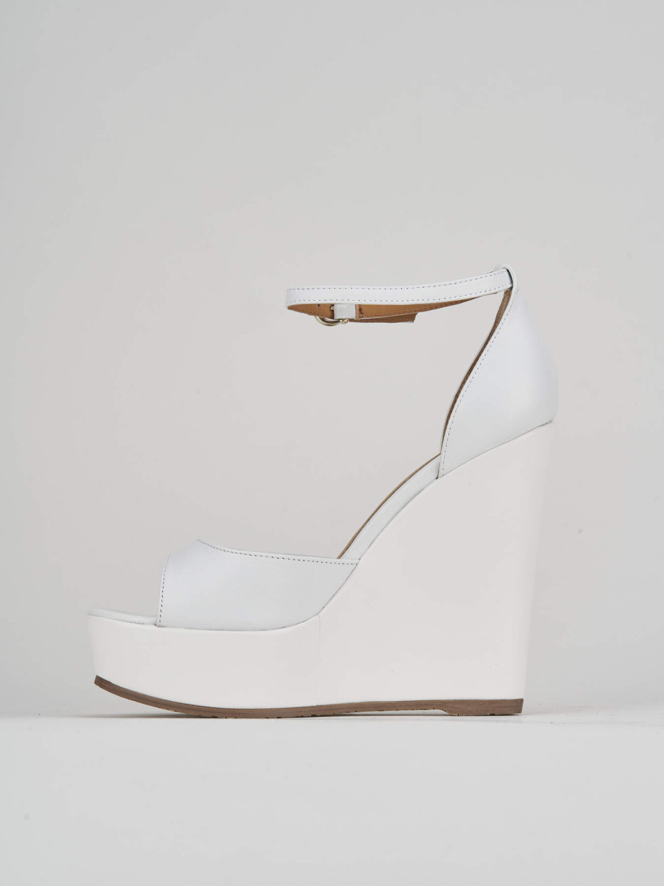 Wedge heels woman heel 13 cm white leather Barca Stores