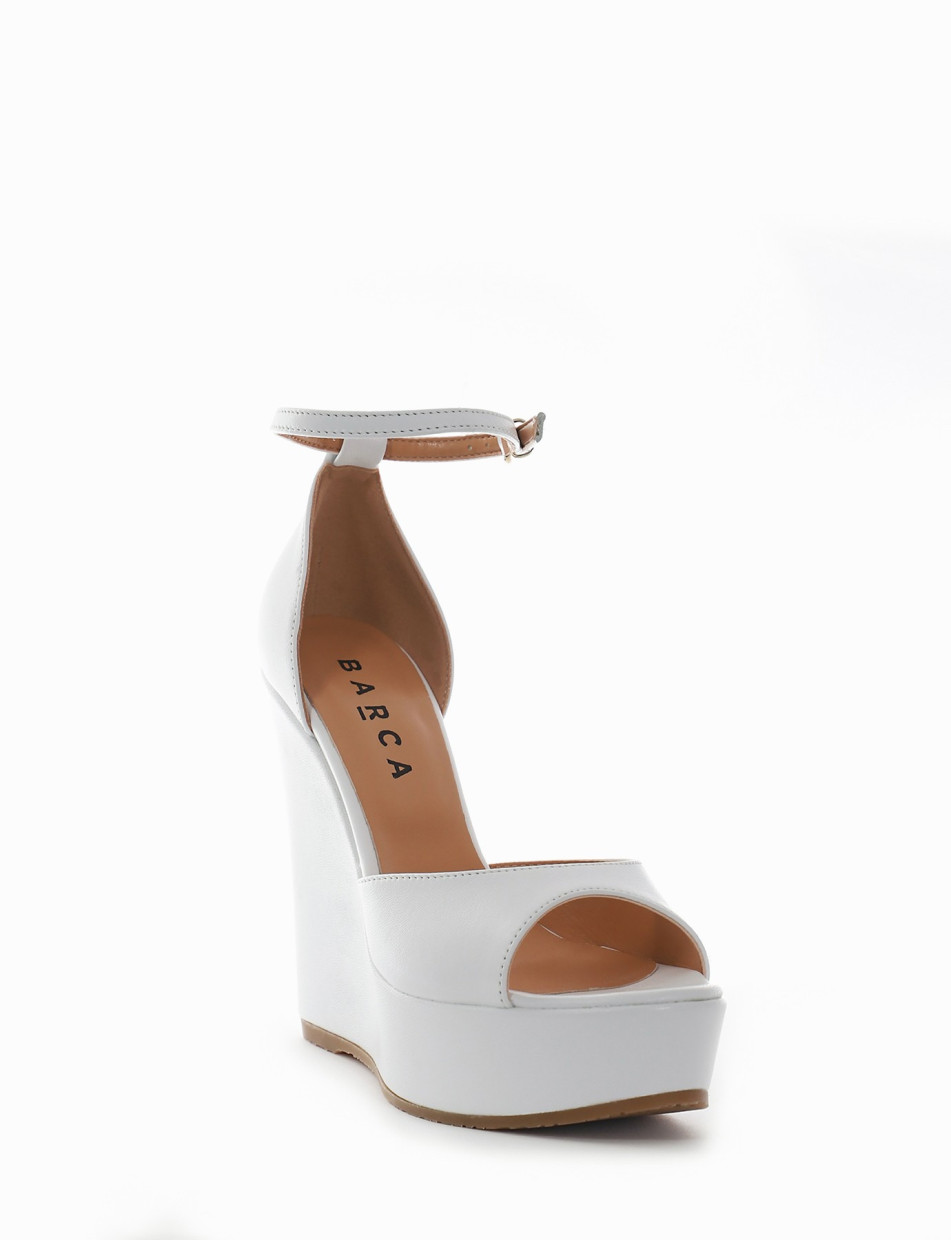 Wedge heels heel 13 cm white leather