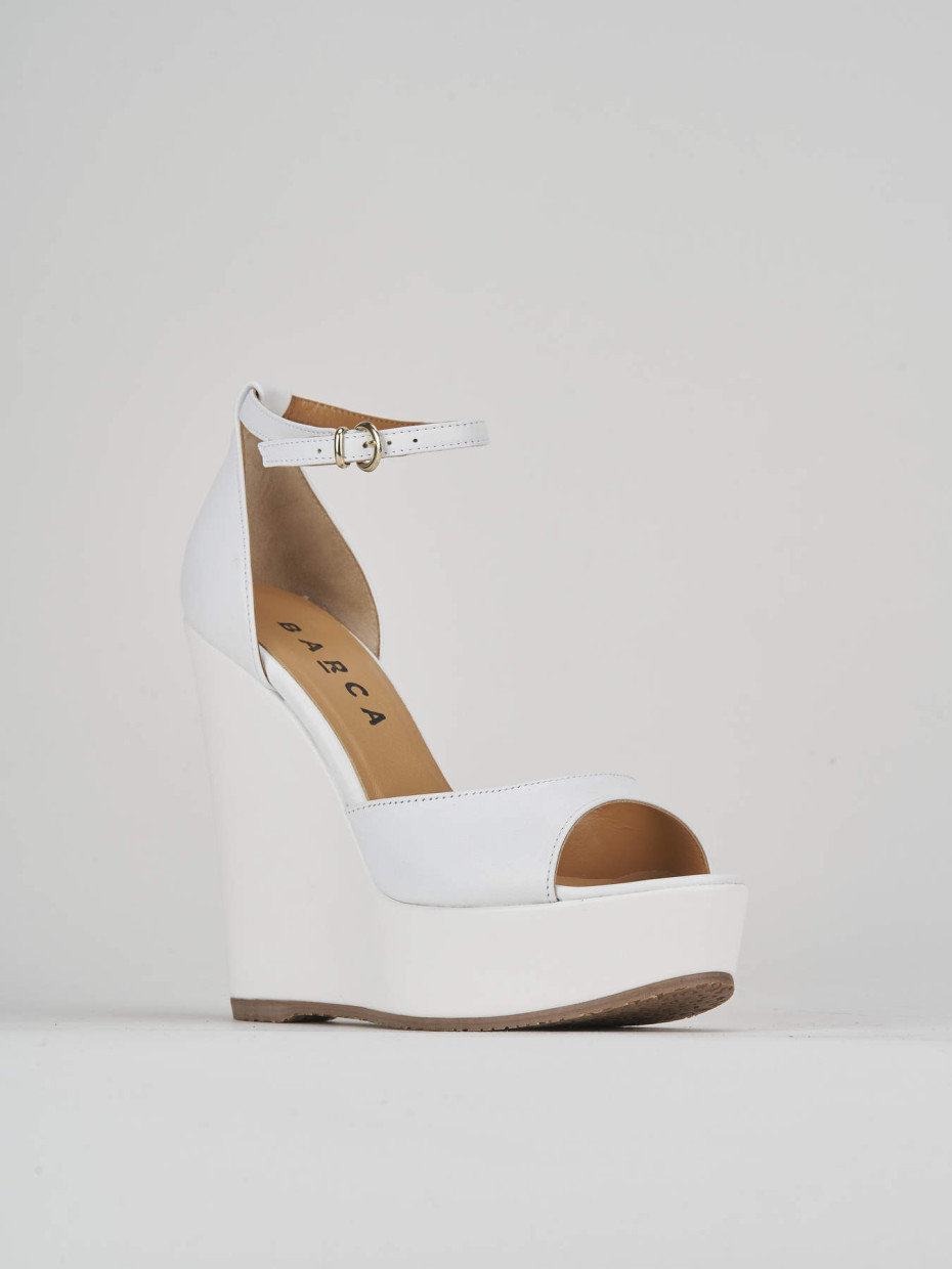 Wedge heels heel 13 cm white leather