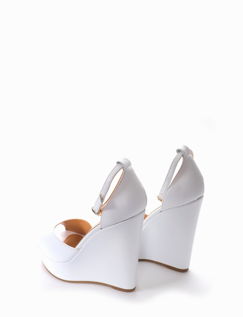 Wedge heels heel 13 cm white leather