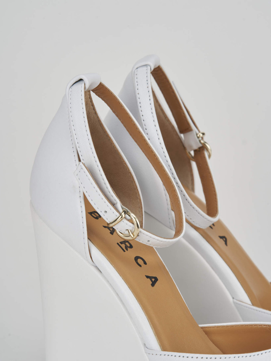 Wedge heels heel 13 cm white leather