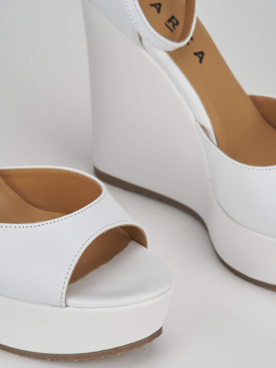 Wedge heels heel 13 cm white leather