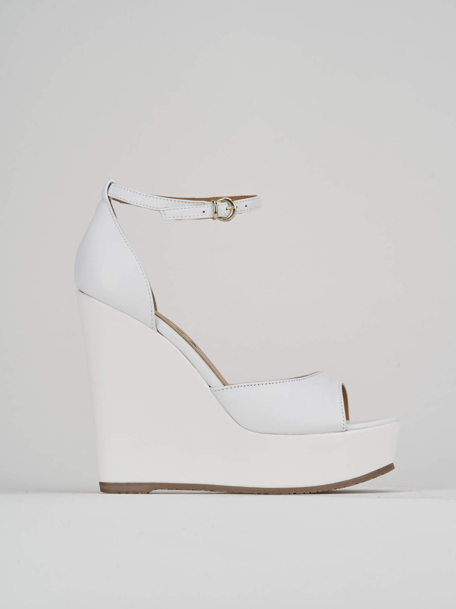 Wedge heels heel 13 cm white leather