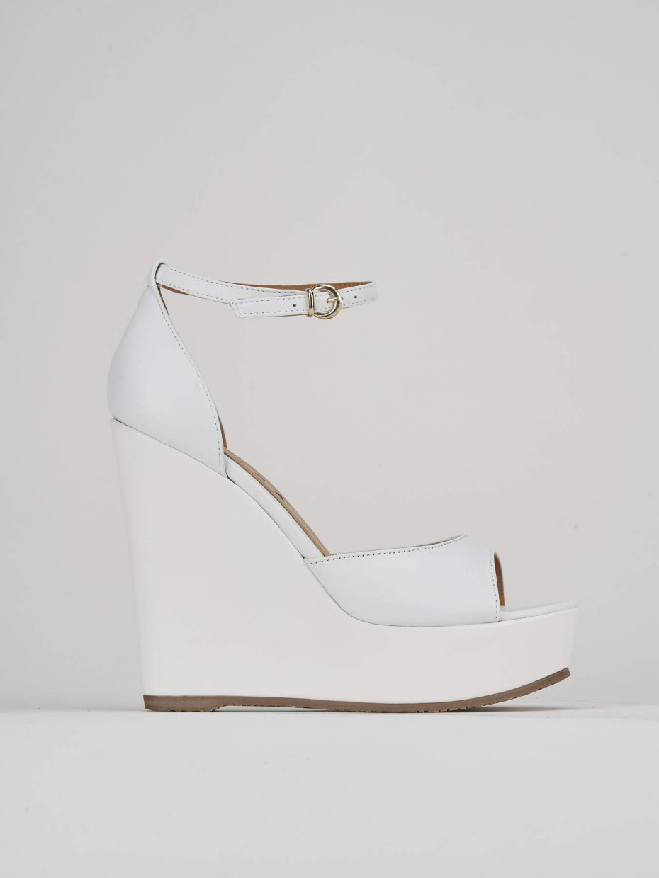 Wedge heels woman heel 13 cm white leather Barca Stores