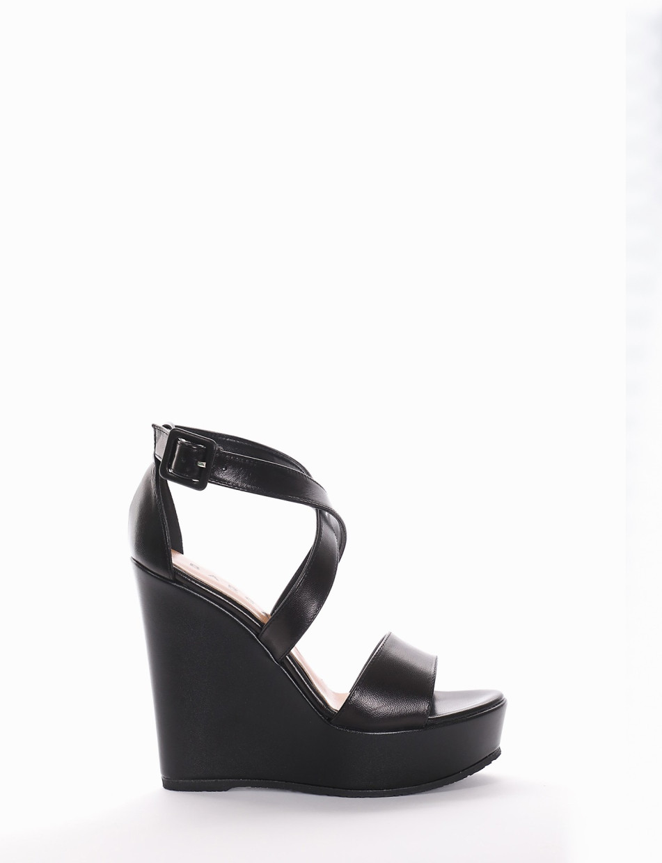 Wedge heels heel 12 cm black glitter