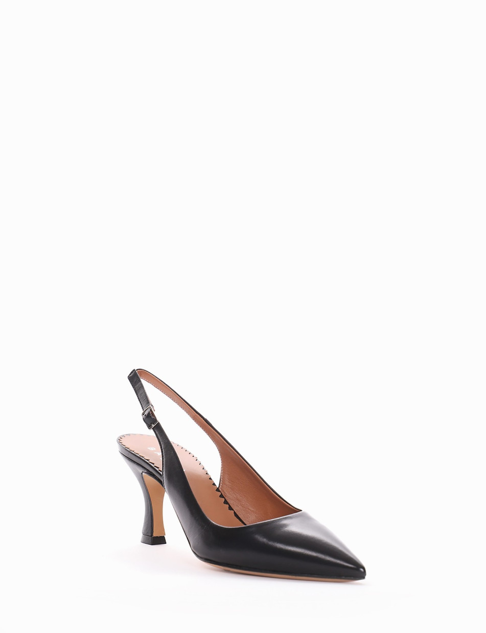 Slingback decoltè tacco 7 cm nero pelle