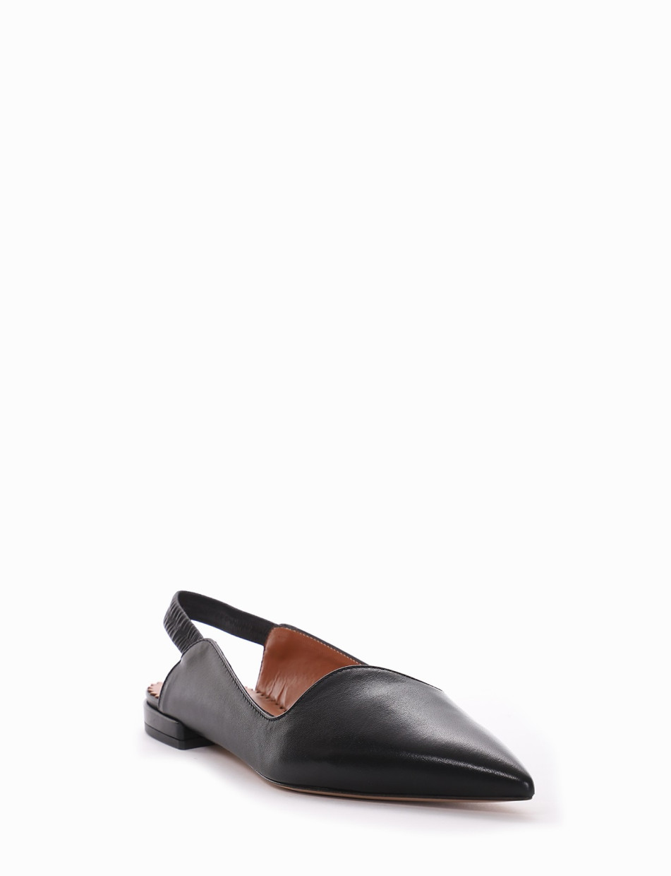 Flat shoes heel 1 cm black leather