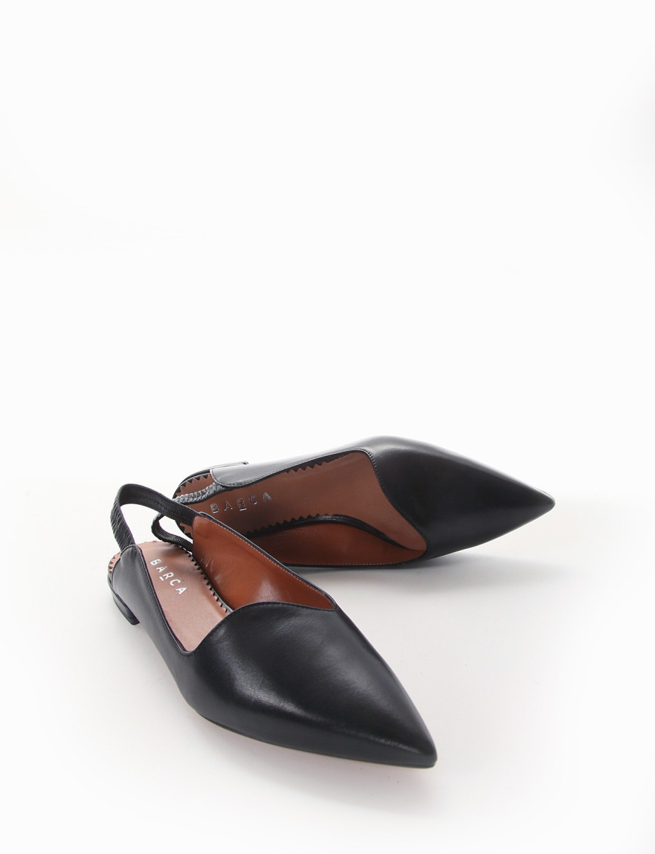 Flat shoes heel 1 cm black leather