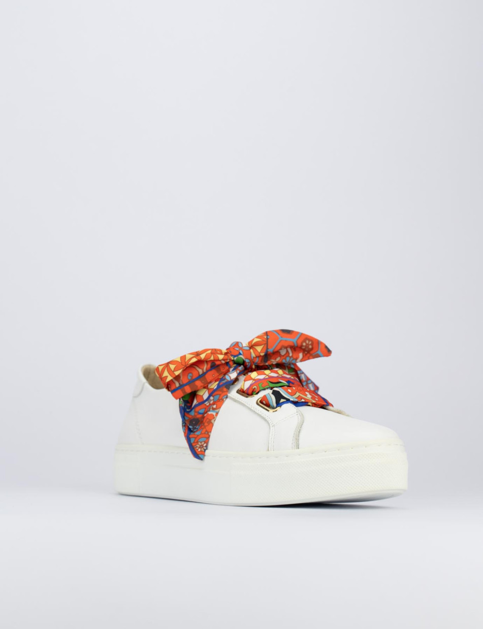 Sneakers fondo alto 3 cm bianco pelle Barca Stores