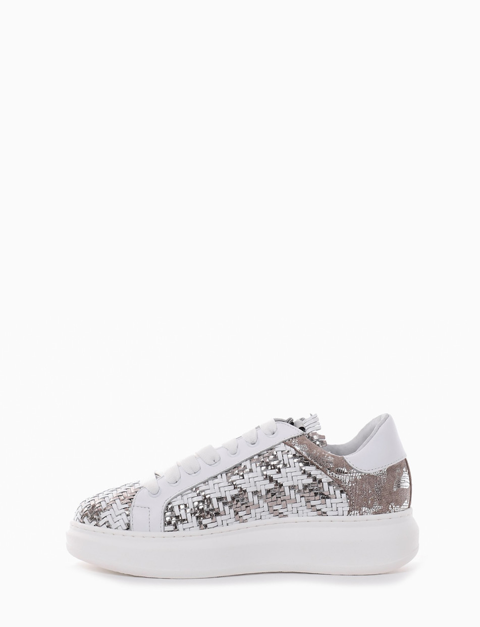 Sneakers con fondo alto 3 cm argento